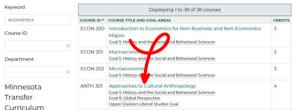 ANTH 301 moved to the bottom of the search results