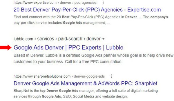 Lubble SERP Graphic denver